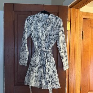 A New Day Floral Black and White Women's  Shirt Dress Size XS NWT!